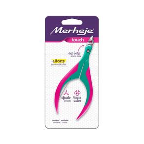 Alicate para Cutículas Merheje Touch Verde/Rosa