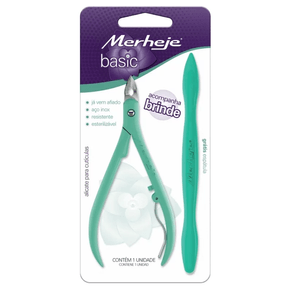 Alicate para Cutículas Merheje Basic com Espátula Verde