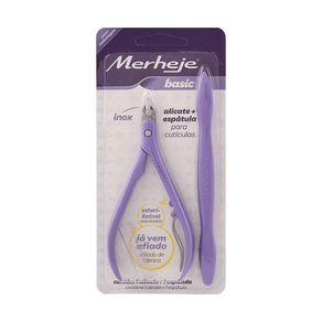 Alicate para Cutículas Merheje Basic com Espátula Lilás