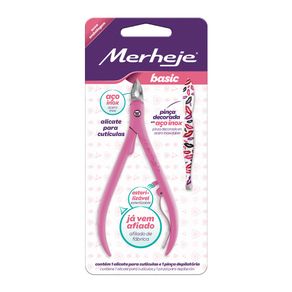 Alicate para Cutículas Merheje Basic com Pinça Rosa