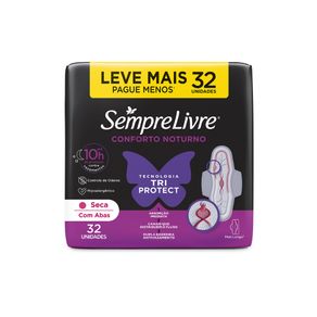 Absorvente Sempre Livre Noturno Seco Com Abas 32u