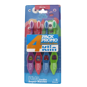 Escova Dental Macia Klin Infantil Monstrinhos Com 4un