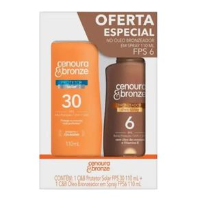 Kit Cenoura e Bronze Protetor Solar Corporal FPS 30 110ml e Óleo Bronzeador FPS 6 110ml