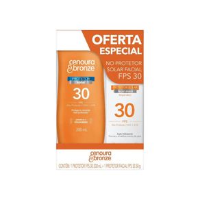 Kit Cenoura e Bronze Protetor Solar Corporal FPS30 200ml e Facial FPS30 50g