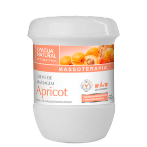 Creme de Massagem D'Água Natural Apricot 650g. Com Óleo de Apricot e Vitaminas A e E. Perfeito para drenagem linfática,