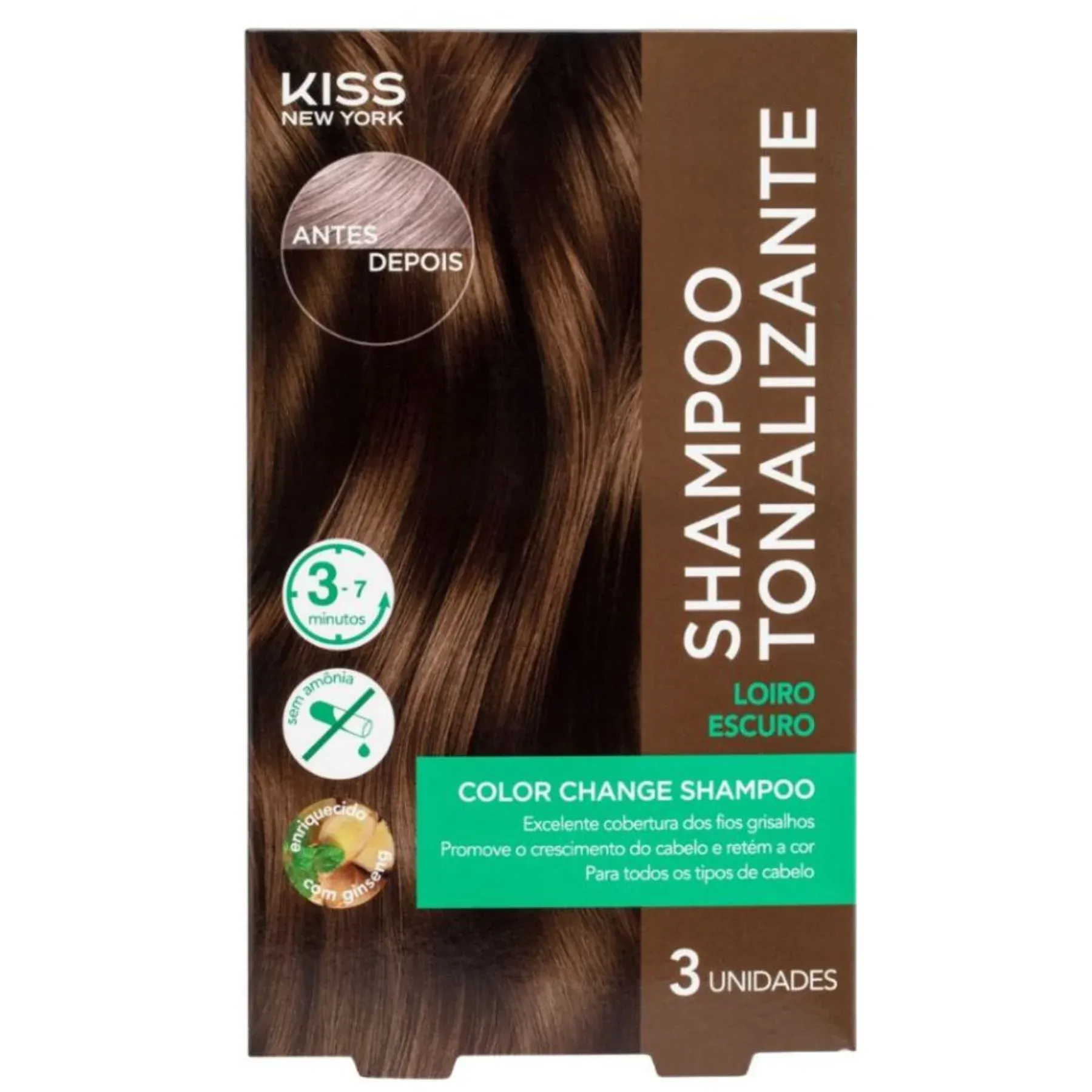 Shampoo Tonalizante Kiss NY Color Change Louro Escuro - Iap Cosméticos